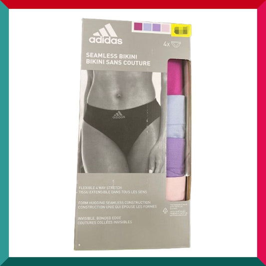 adidas - 100%正品保證 女裝無痕透氣舒適內褲 L碼(一盒4條 粉紫藍紅)Seamless Bikini 加拿大原裝進口 底褲 乾爽透氣
