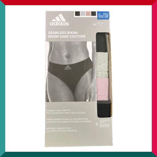 adidas - 100%正品保證 女裝無痕透氣舒適內褲 M碼(一盒4條 2黑1粉1灰)Seamless Bikini 加拿大原裝進口 底褲 乾爽透氣