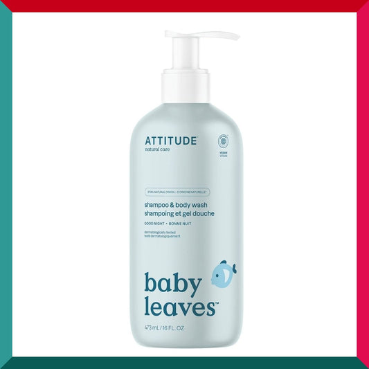ATTITUDE - Baby Leaves 晚安嬰孩二合一洗髮及沐浴露 473mL 混呢拿花香味