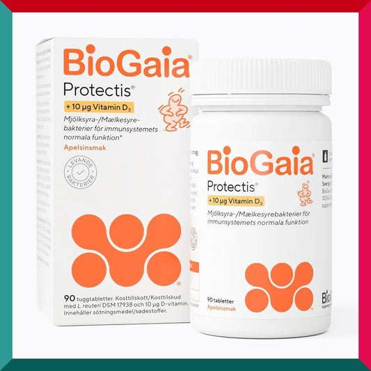 BioGaia - 瑞典拜奧兒童成人益生菌 + 維他命D3 90粒咀嚼片 3歲以上 增強免疫力 平衡腸道細菌群 腸道健康 平行進口 (參考效期:09/2025*)