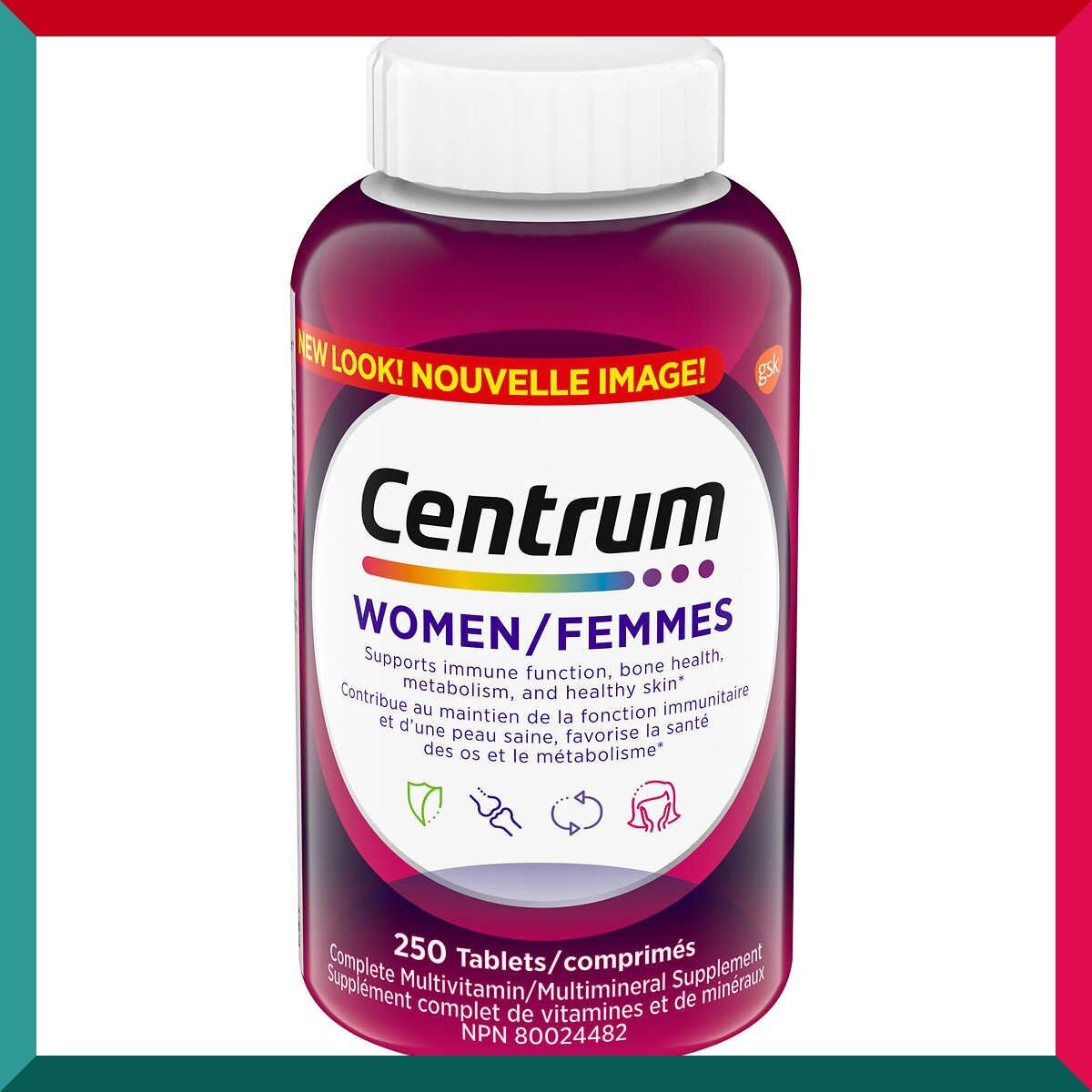 善存 - Centrum女士 全效多種維他命及礦物質250粒女士配方 維他命C免疫力 GSK 加拿大版 (參考效期: 31/10/2025*)