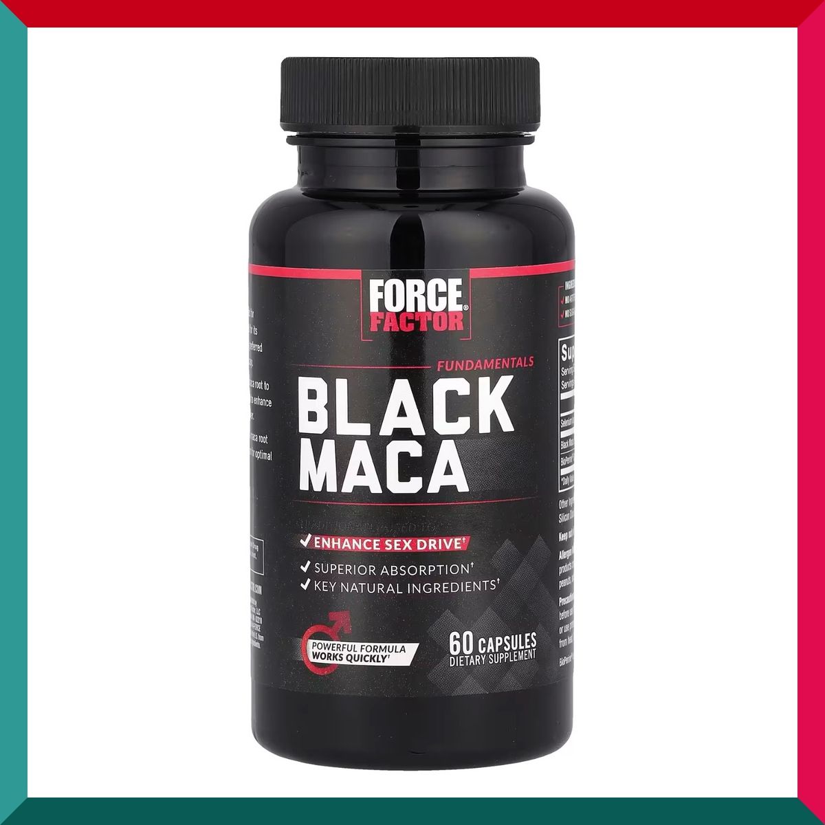 FORCE FACTOR - 激情金剛黑瑪卡萃取 1000毫克 (每2粒) 60粒 含硒 黑胡椒素 增強功效 快速吸收 男性健康 滋補增強體力 平行進口 (參考效期:07/2027*)