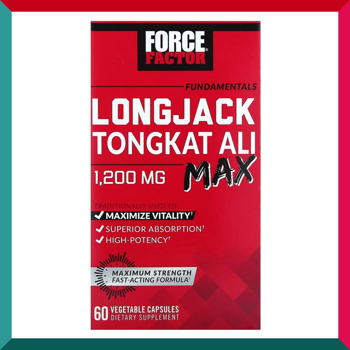 FORCE FACTOR - 猛男特強複合東革阿里配方 1200毫克 (每2粒) 60粒素食胶囊 男性活力 改善持久 雄風 補腎 精力 平行進口 (參考效期:04/2026*)