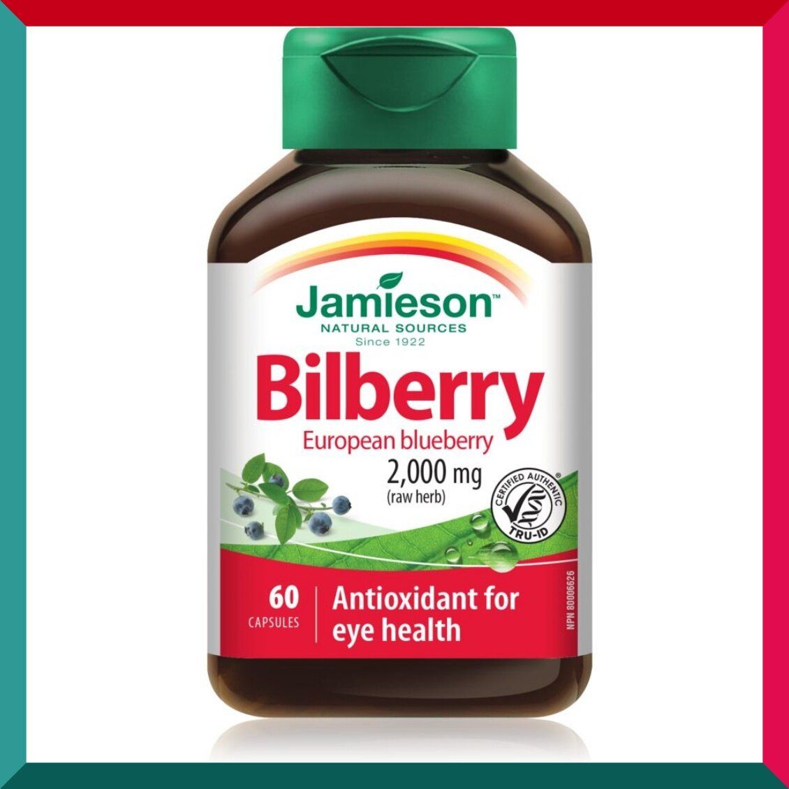 Jamieson - 護眼濃縮山桑子(歐洲藍莓) 精華 (2000 毫克) 60 粒 藍光抗氧化散光電腦讀書寫字遊戲 在家工作WFH 平行進口 (參考效期:06/2026*)