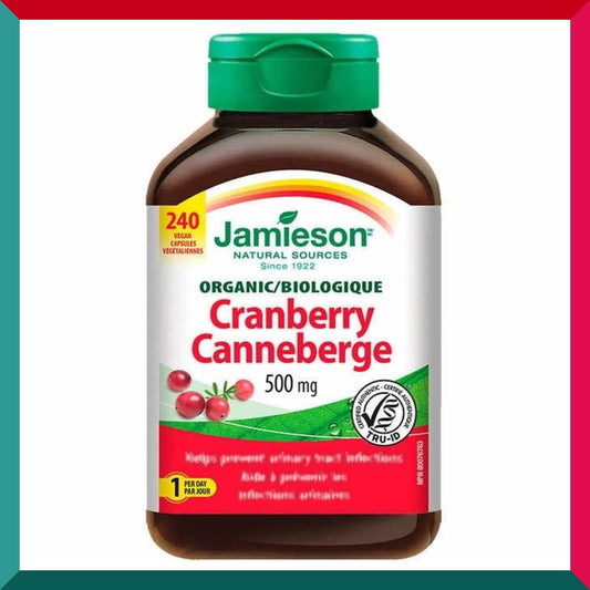 Jamieson - 240粒超值装特濃天然有機護道小紅莓 500 毫克 (25:1濃縮) 240粒素食膠囊 蔓越莓(參考效期:30/01/2027*)