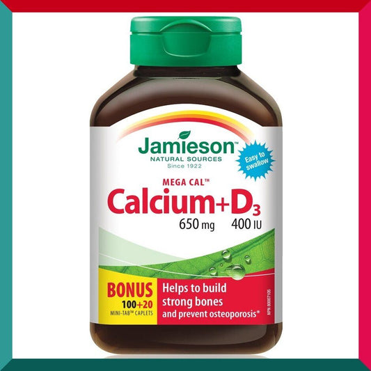 Jamieson - 高濃鈣 650 毫克 + 維他命D3 400IU 120 粒 超值加量裝 骨骼關節牙齒健康 (參考效期: 10/2026*)