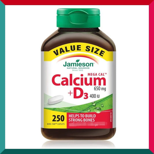 Jamieson - 高濃鈣 650 毫克 + 維他命D3 400IU 250 粒 超值加量裝 骨骼關節牙齒健康 平行進口 (參考效期: 10/2026*)