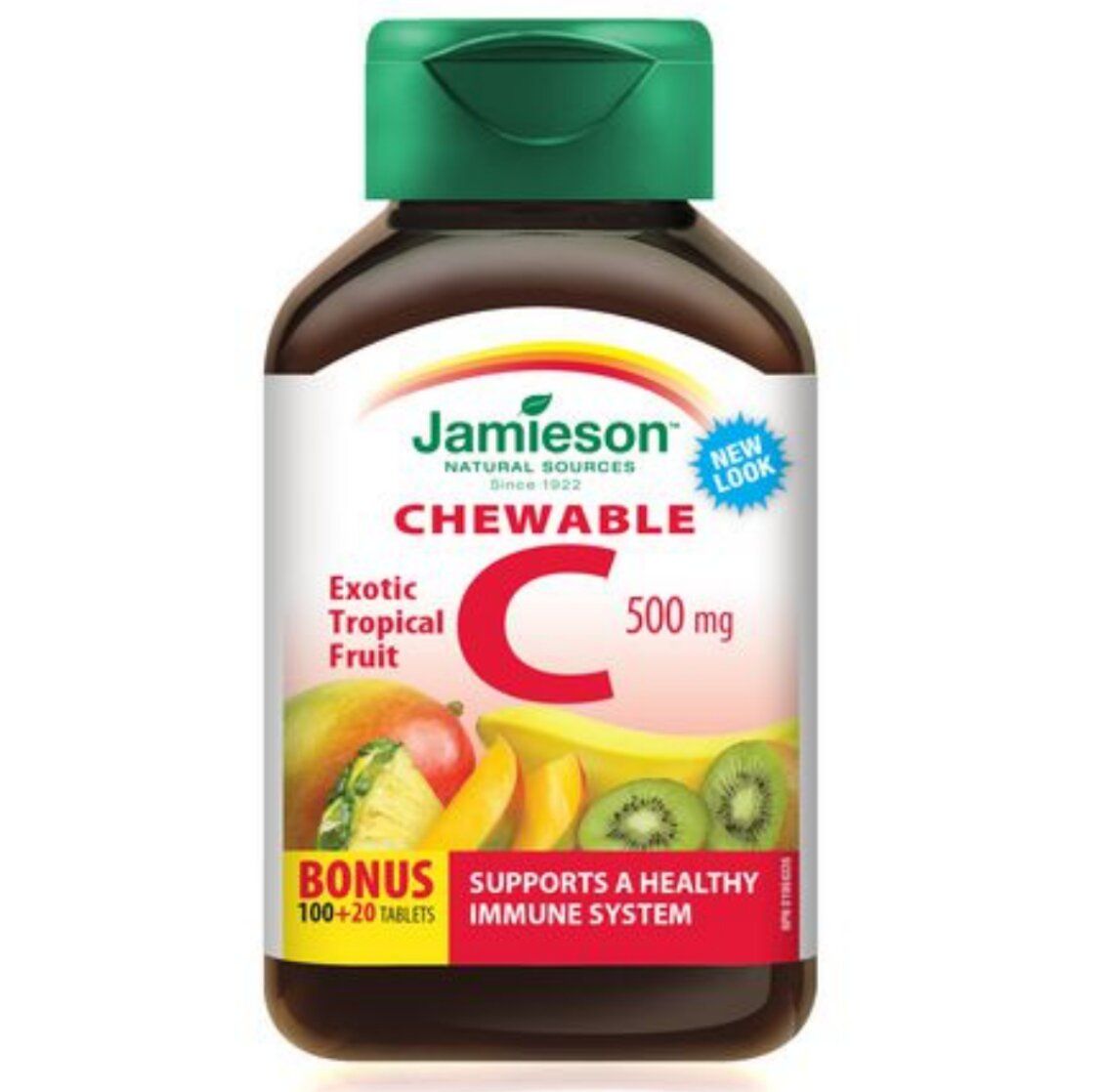 Jamieson - 維他命 C 咀嚼片 (500 毫克) 雜果味 120 粒 平行進口 (參考效期: 10/2025*)