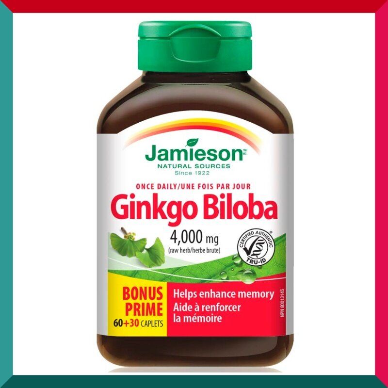 Jamieson - 特強銀杏精華4000毫克原葉 90粒 補腦心血管 此產品或有助於穩定血壓 平行進口 (參考效期:02/2026*)