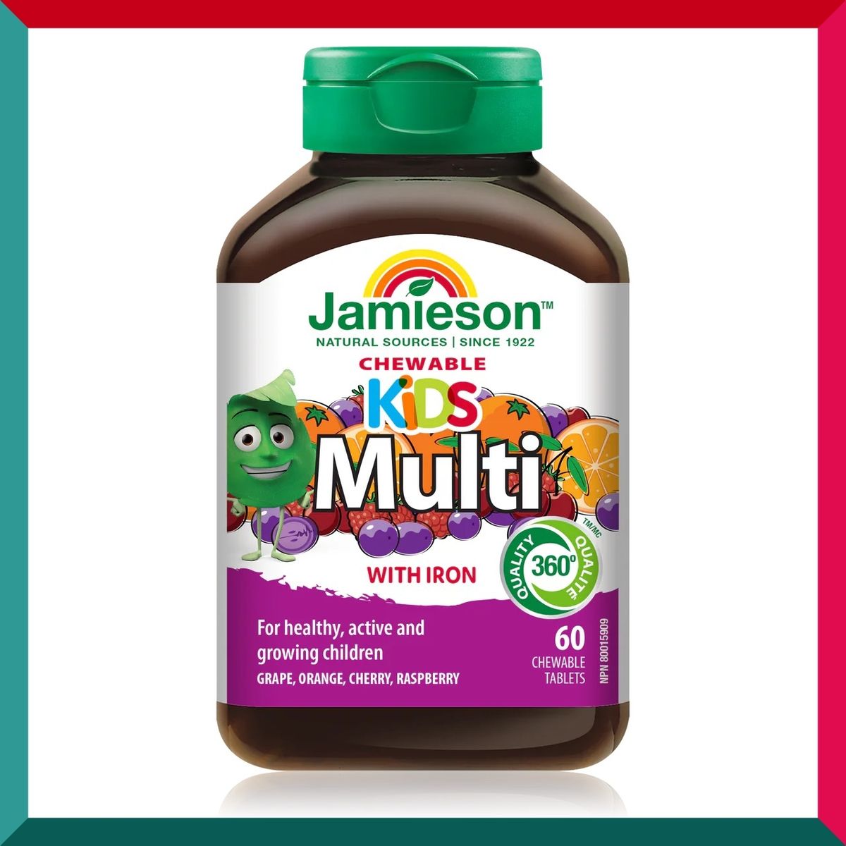 Jamieson - 全效兒童復合維他命咀嚼片60粒 免疫力 骨骼發育 智力腦部健康 返學溫書 學習聰明 腸胃 動物形狀 美味可口 平行進口 (參考效期:30/11/2025*)
