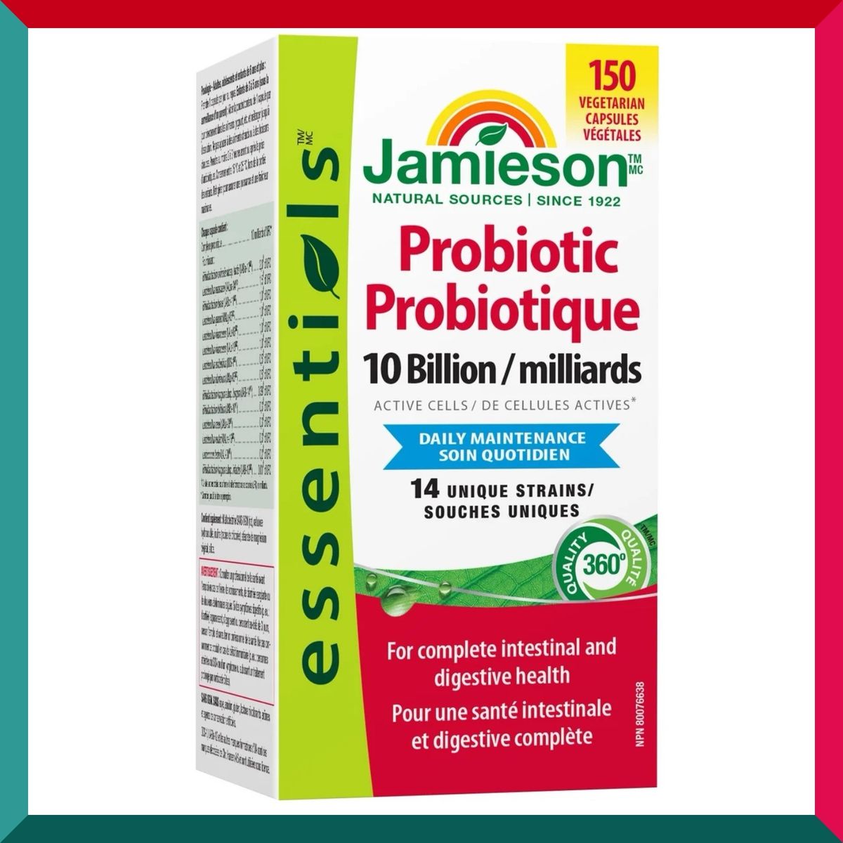 Jamieson - 純天然益生菌100億超值加量裝150 粒 成人兒童適用 腸道健康免疫力(130粒升級到150粒)平行進口 (參考效期: 09/2026*)