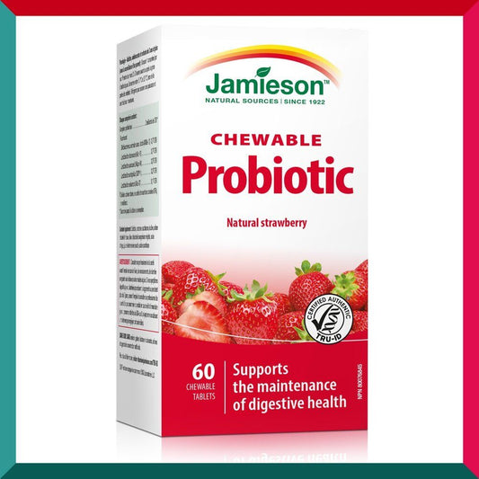 Jamieson - 益生菌咀嚼片 20 億 CFU 60 粒裝 (士多啤梨乳酪味) 腸道健康 排毒便秘減肥消化不良 平行進口 (參考效期: 09/2025*)