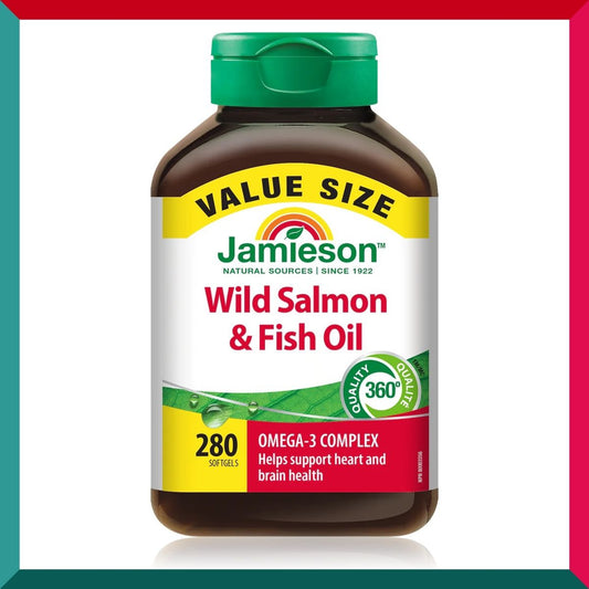 Jamieson - Jamieson 野生鮭魚和魚油 Omega‐3 複合物(1000 毫克)280 粒軟膠囊(有效期至:09/2026)