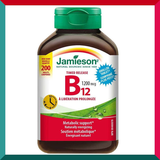 Jamieson - 長效維他命 B12 (1200 微克) 200 粒 (加量裝) 素食者易缺(參考效期:05/2027*)