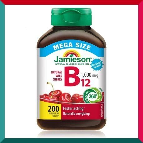 Jamieson - 高效維他命 B12 (1000 微克) 先進配方 加量裝 200 粒 素食者易缺 (參考效期: 03/2026*)