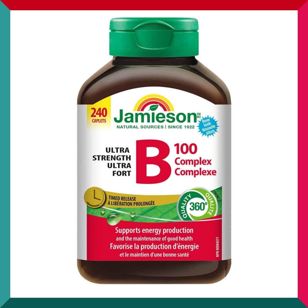 Jamieson - 240 粒加量裝! 特強長效天然維他命 B 雜 B100 240 粒加量裝 增強能量抗疲勞新陳代謝 平行進口 參考效期:05/2027*)