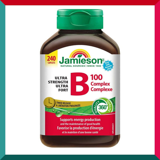 Jamieson - 240 粒加量裝! 特強長效天然維他命 B 雜 B100 240 粒加量裝 增強能量抗疲勞新陳代謝 平行進口 參考效期:05/2027*)