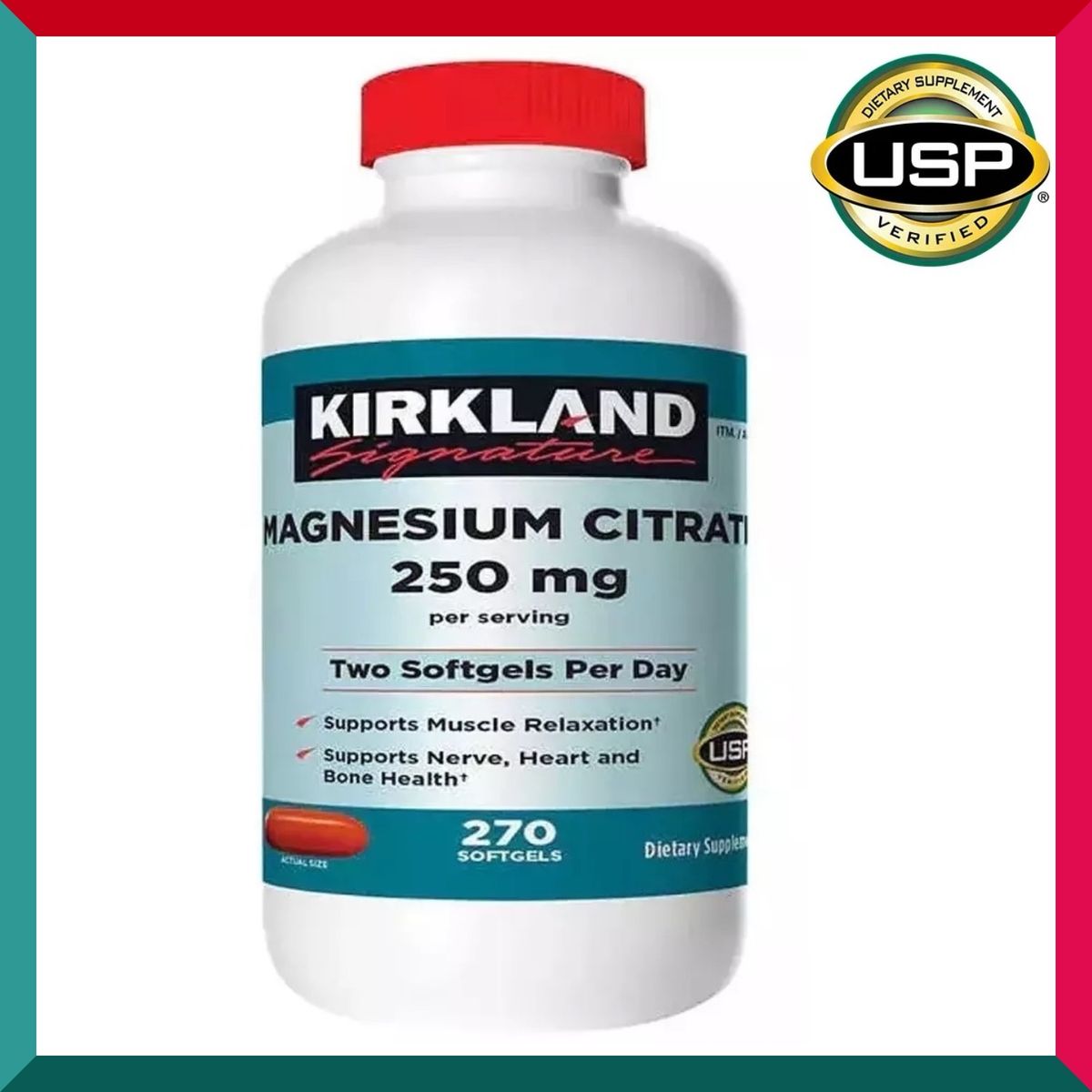 Kirkland Signature - 檸檬酸鎂 250mg 270粒 神經 心臟 骨骼健康 平行進口 (參考效期:06/2027*)