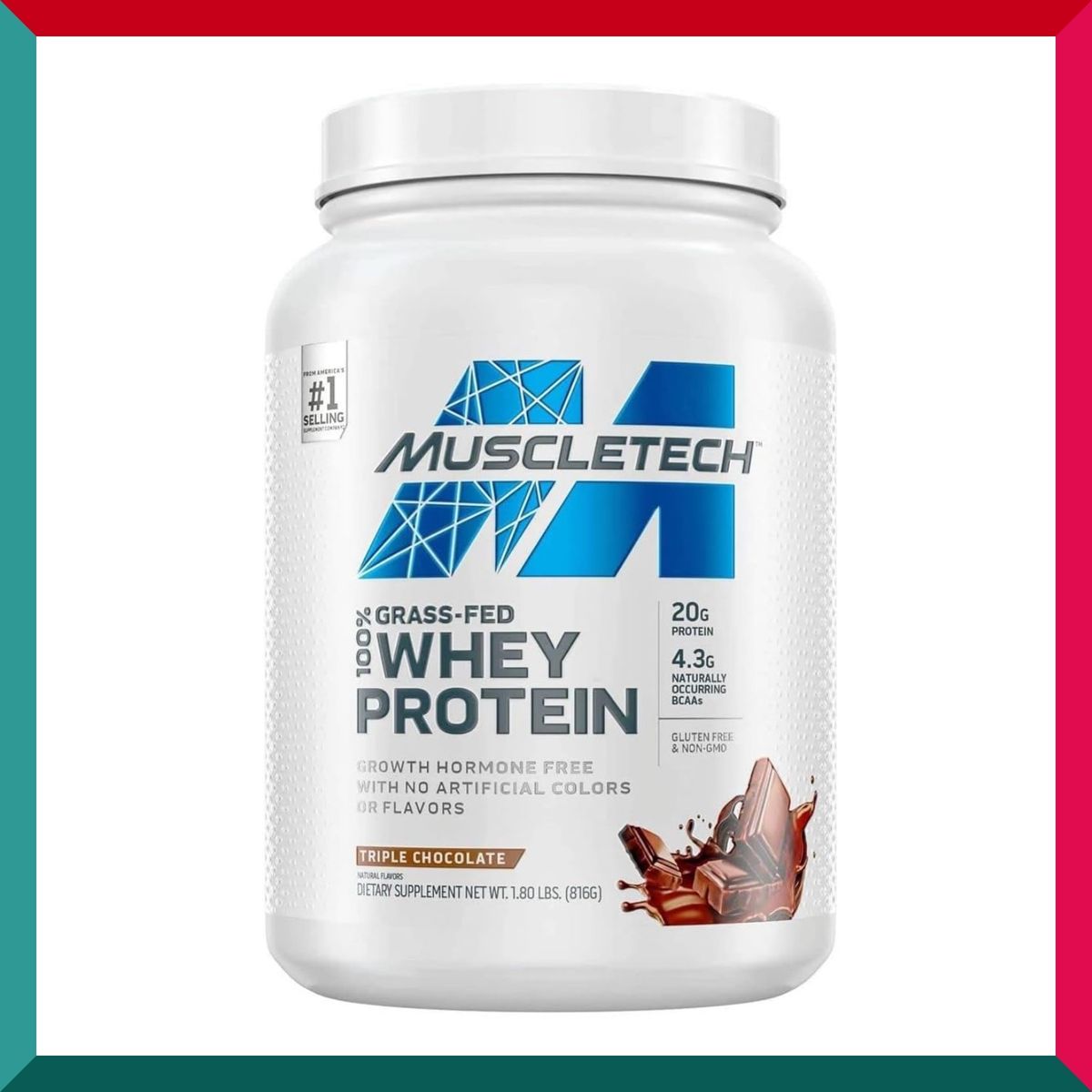 肌肉科技 - MuscleTech 100%草飼牛蛋白粉1.8磅 876克 三倍香濃朱古力味 無生長激素 無轉基因 健身健美肌肉營養大隻 能量飲 平行進口 (參考效期:09/2026*)