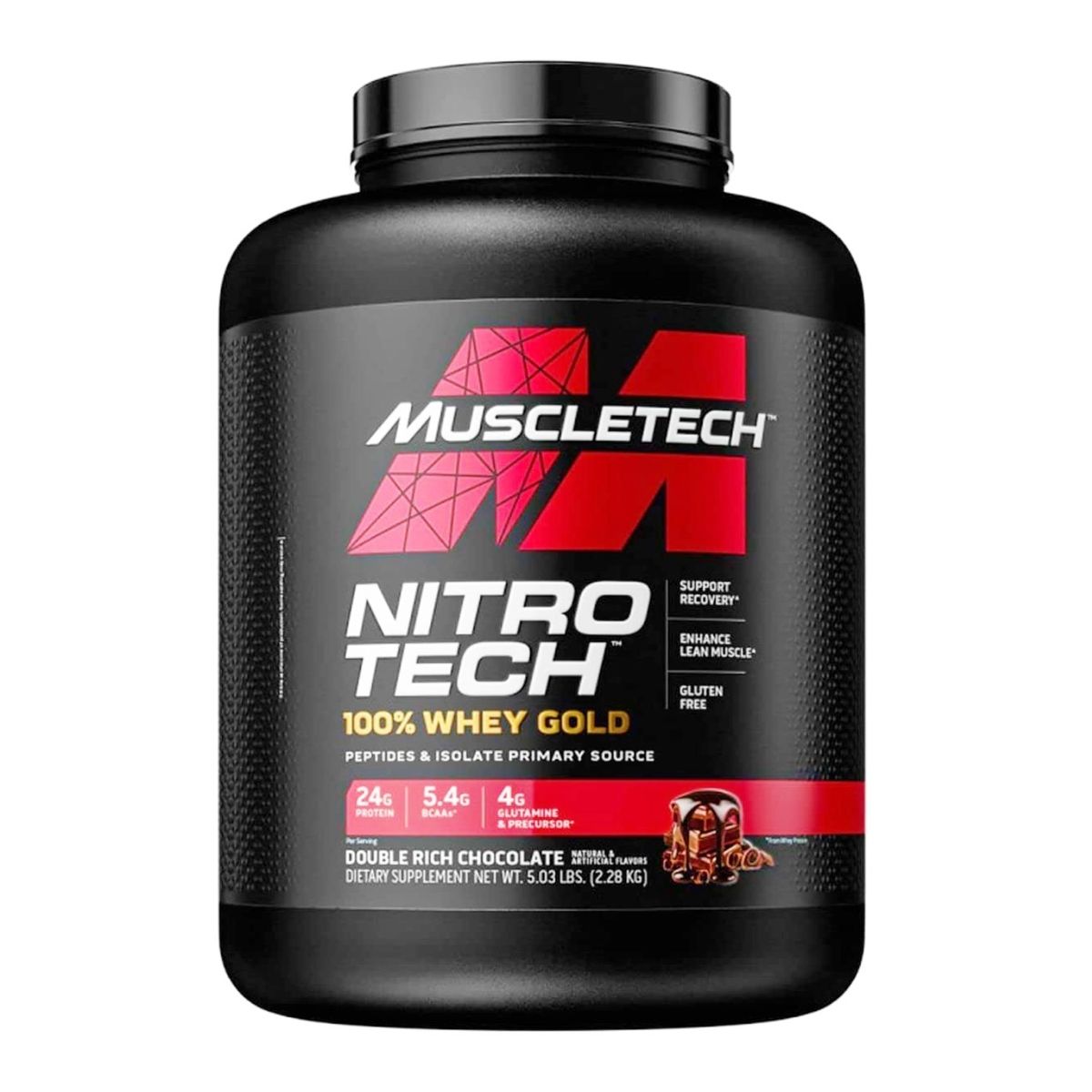肌肉科技 - Muscletech Nitro Tech Whey Gold 5磅 蛋白分子肽分離乳清蛋白粉 朱古力味 健身健美肌肉營養大隻 能量飲 平行進口 (參考效期:09/2026*)