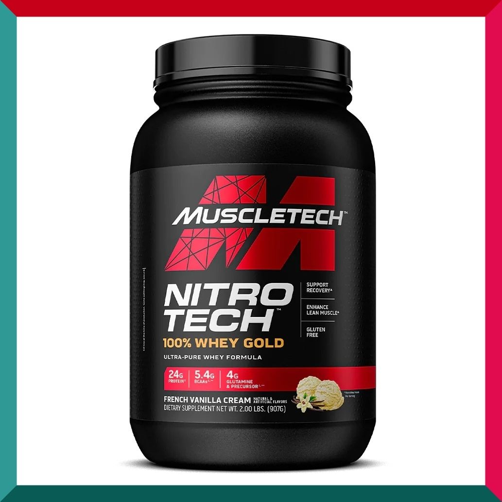 肌肉科技 - Muscletech Nitro Tech Whey Gold 蛋白分子肽分離乳清蛋白粉2磅 法國混呢拿味 運動體能健身健美肌肉營養大隻 能量飲 平行進口 (參考效期:06/2026*)