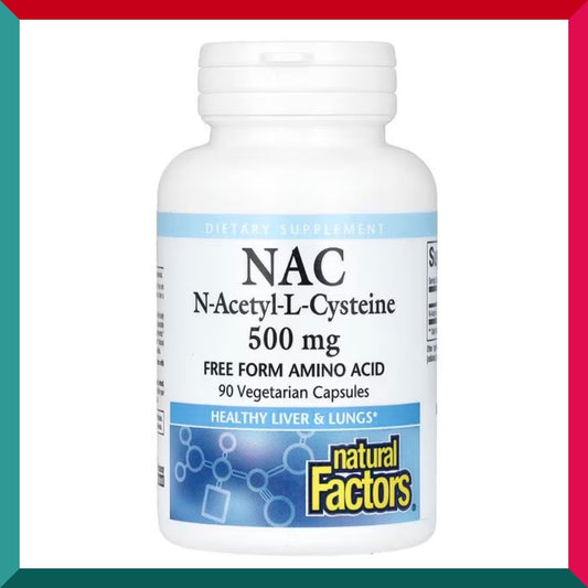 Natural Factors - 美國NAC 半胱氨酸 500毫克90粒素食膠囊 護肝補肺 增強免疫力 抗氧化 平行進口 (參考效期: 11/2026*)