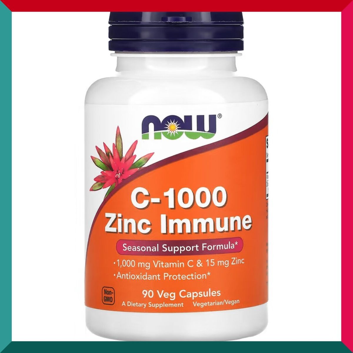 NOW Foods - C-1000 高含量維他命C + 鋅 素食膠囊 1000毫克 90粒 增強抵抗力免疫力美白淡斑抗衰老 GMP認證 (效期: 2027年10月31)