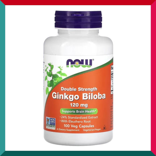 NOW Foods - 特強銀杏精華丸50:1濃縮 120毫克100粒素食膠囊 有機西伯利亞參 補腦記憶力 心血管 專注老人學生工作 (參考效期: 07/2026*)