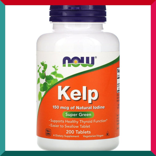 NOW Foods - 海帶天然碘配方150微克200素食片剂 非轉基因 超級食物 甲状健康 平行進口 (參考效期:03/2026*)