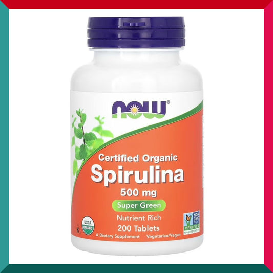 NOW Foods - 有機認證天然螺旋藻精華500毫克200片 排毒增強免疫力此產品或有助於穩定血糖 平行進口 (參考效期:03/2027*)