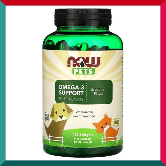 NOW Foods - 寵物毛孩Omega-3魚油丸180軟膠囊 支持狗/貓 鮮美魚味 (參考效期: 01/2027*)