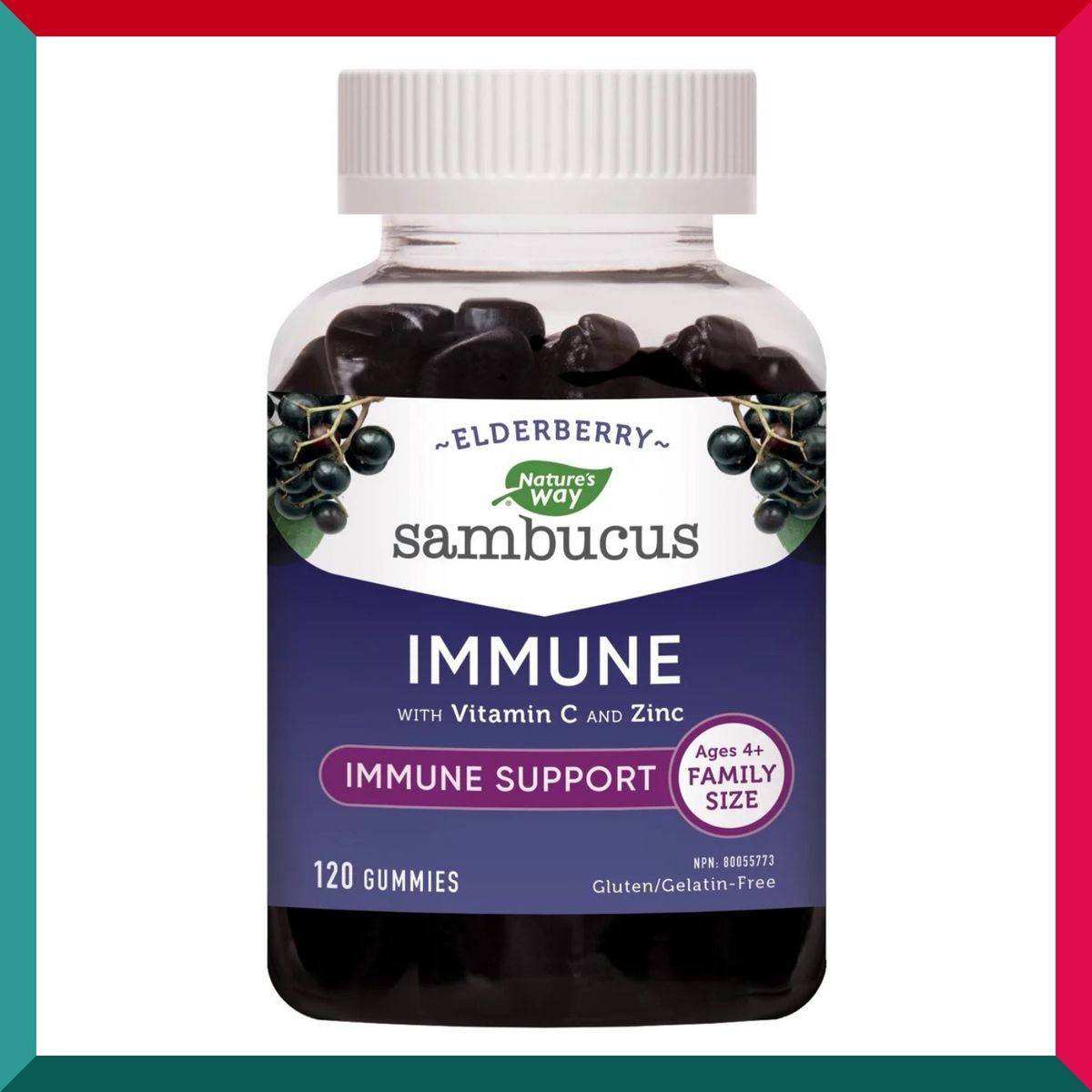 Nature's Way - Sambucus 黑接骨木維他命C鋅 免疫力配方120粒軟糖 平行進口 (參考效期:31/03/2026*)