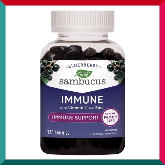Nature's Way - Sambucus 黑接骨木維他命C鋅 免疫力配方120粒軟糖 平行進口 (參考效期:31/03/2026*)