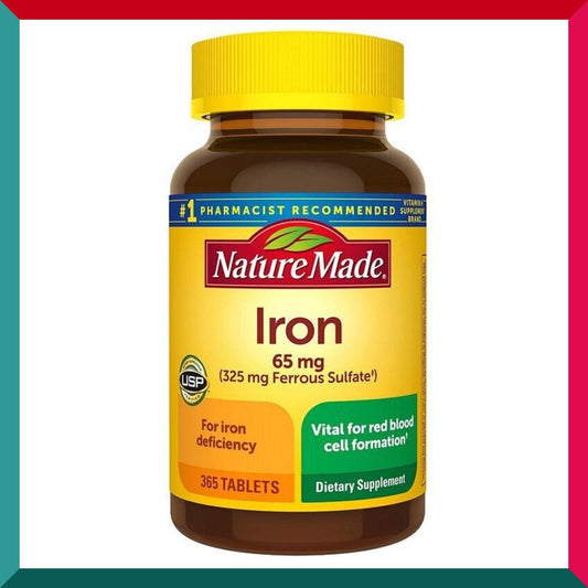 Nature Made - 美國萊萃美 補鐵片 65 mg 365粒 面色紅潤 活力 心腦血管 女性M經期 大姨媽 平行進口 (參考效期:03/2027*)