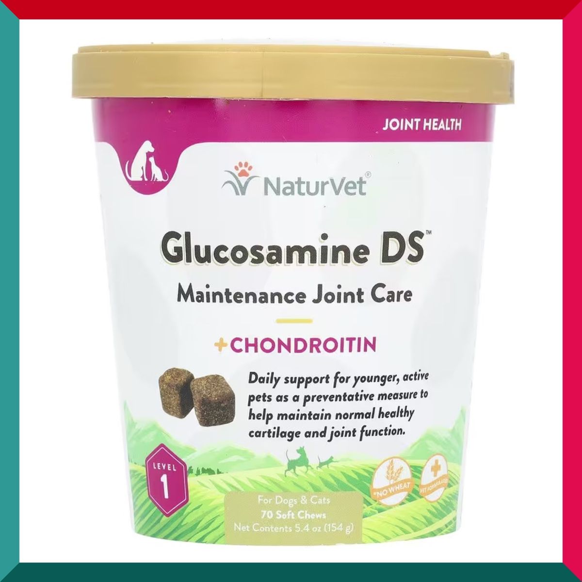 NaturVet - 毛孩葡萄糖胺 DS 維護關節護理 + 軟骨素,狗和貓用,1 級,70 粒軟咀嚼片 154g 平行進口 (參考效期: 09/2025*)