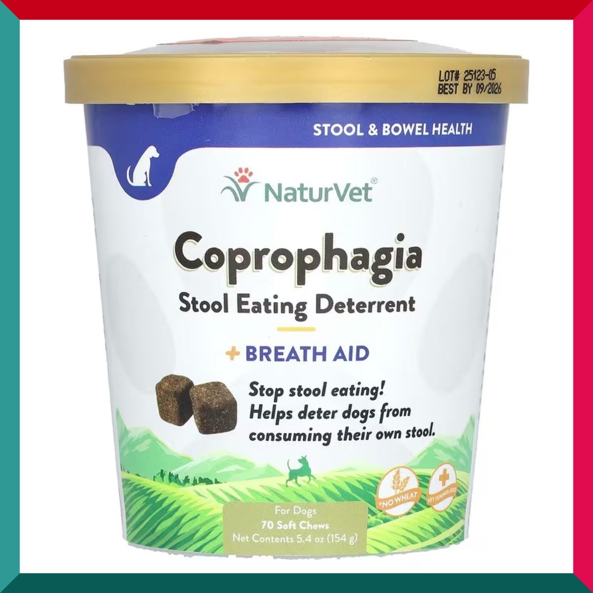 NaturVet - NaturVet,食糞症,糞便吞噬抑制劑,+ 呼吸輔助劑,適用於狗,70 粒軟咀嚼片 154 克