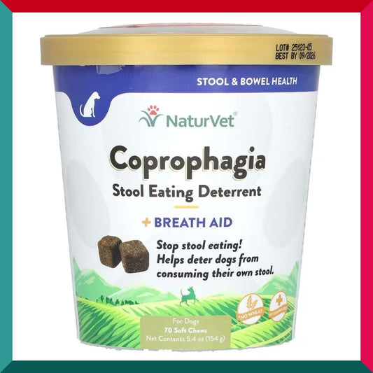 NaturVet - NaturVet,食糞症,糞便吞噬抑制劑,+ 呼吸輔助劑,適用於狗,70 粒軟咀嚼片 154 克