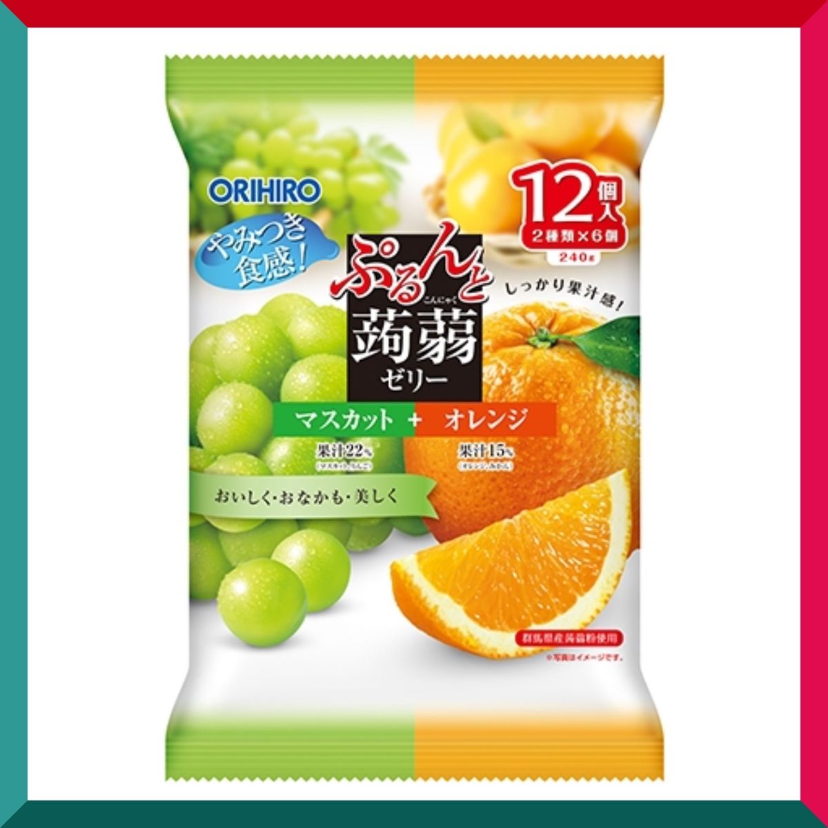 ORIHIRO - 青提+ 香橙味蒟蒻啫喱果凍 (20g x 12個装) 好味 代餐 減肥 飽肚 魔芋 (4571157255422)【平行進口】(效期: 31/05/2025*)
