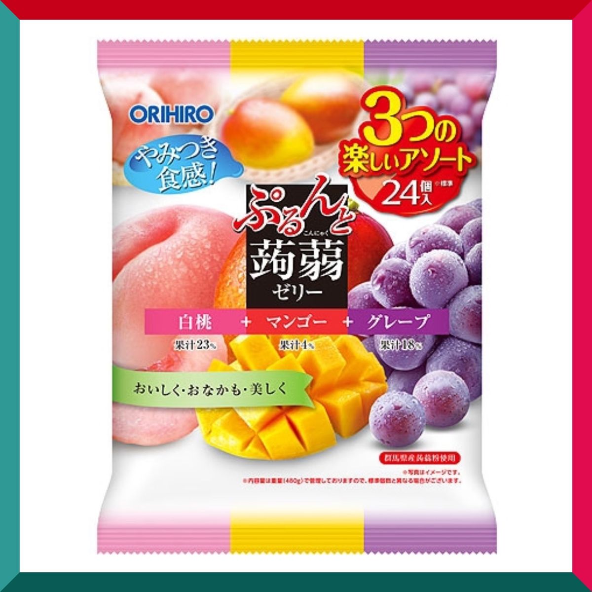 ORIHIRO - ORIHIRO 蒟蒻果凍 白桃+芒果+葡萄 (20克 x 24個) (4571157252230)