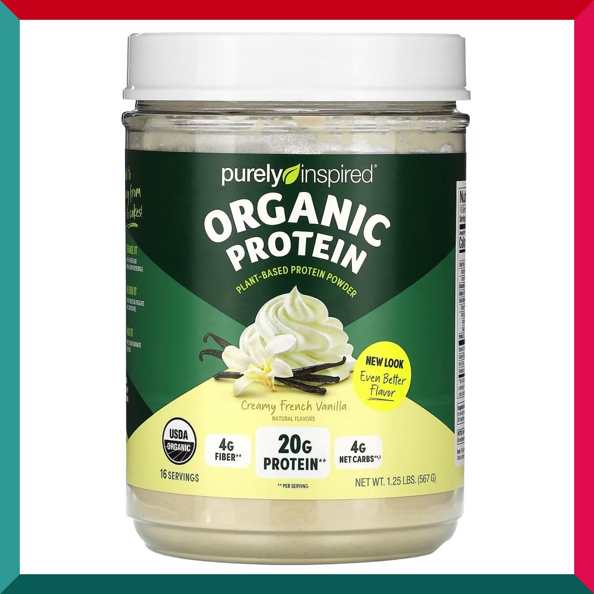 純粹靈感 - 純粹靈感有機蛋白質植物營養法國香草味 1.25 磅能量(有效期至:2026 年 6 月)