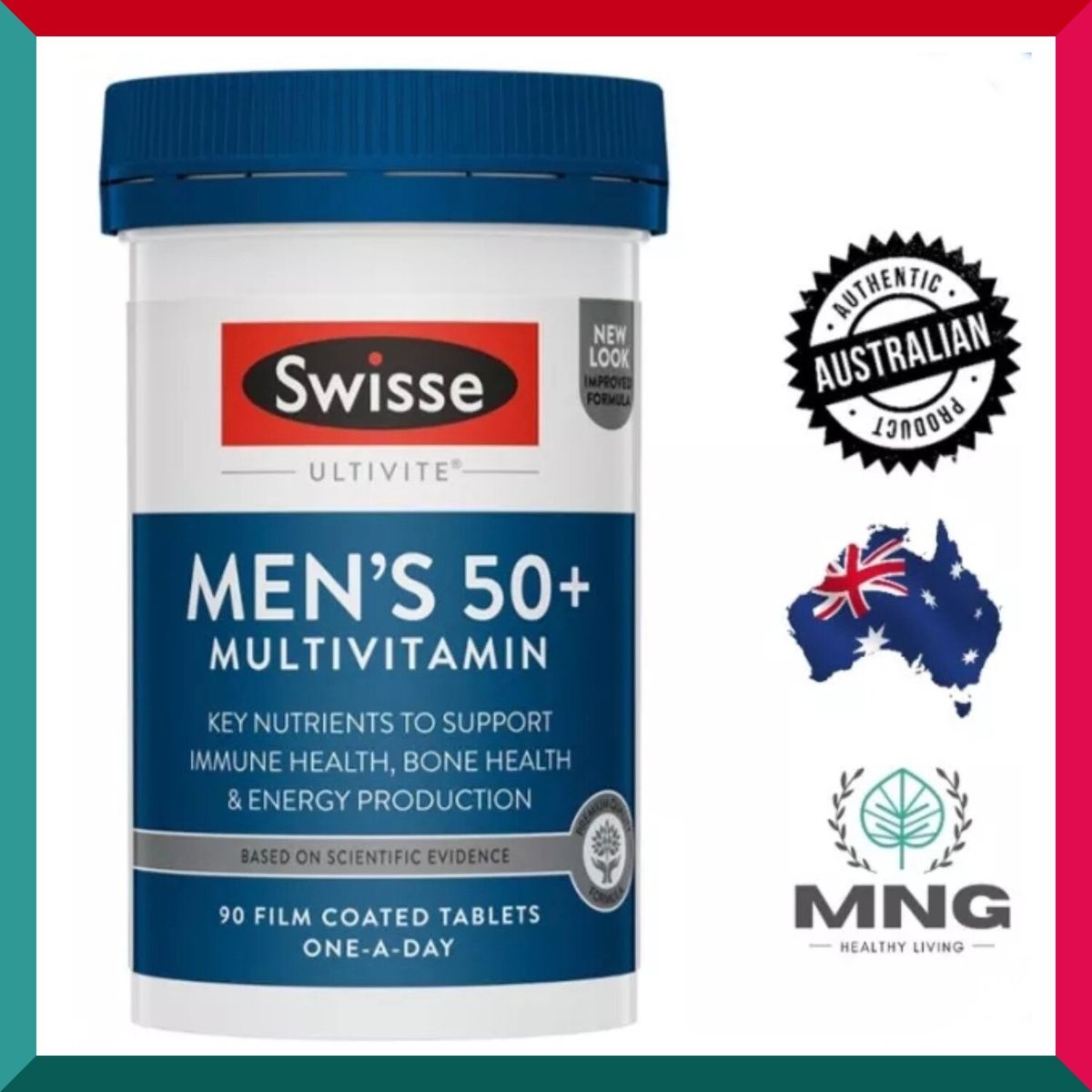Swisse - 最新包裝男士活力50+ 多種維他命礦物質 90粒 關節眼睛心腦血管前列健康 維他命C鋅免疫力 平行進口 (參考效期: 07/2025*)