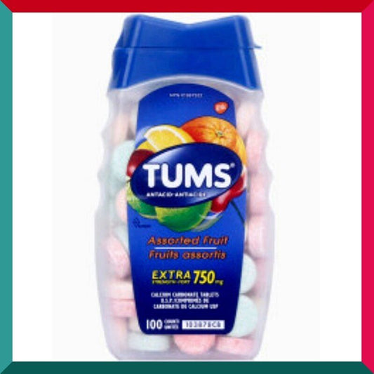 TUMS - TUMS 抗酸劑碳酸鈣 750 毫克 100 片什錦水果口味(有效期限至:05/2026)