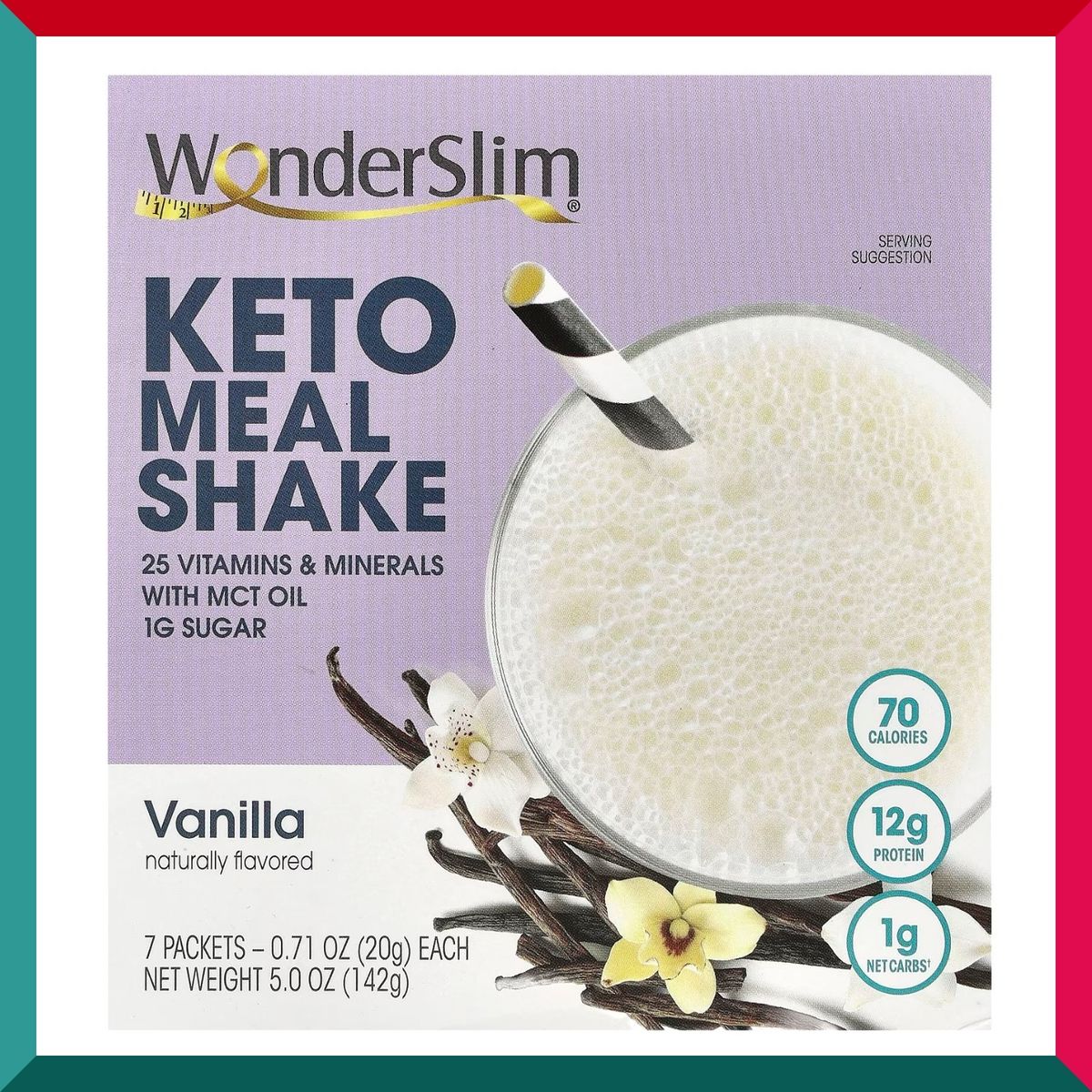 WonderSlim - WonderSlim Keto 餐點奶昔香草口味,7 包,21 克能量飲料