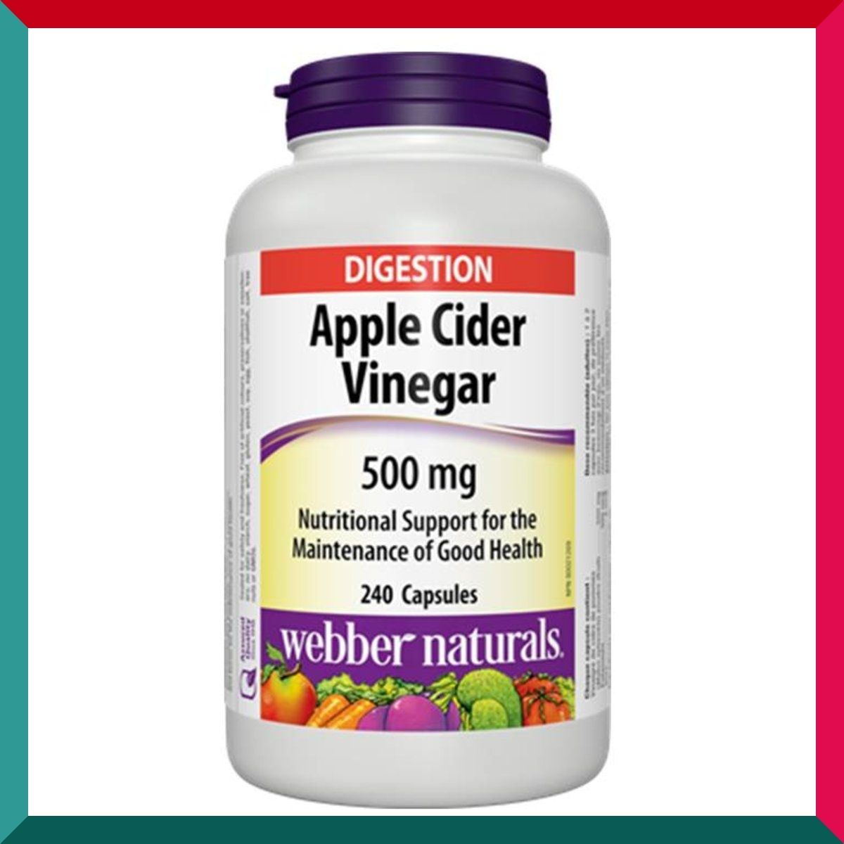 Webber Naturals - 燒脂排毒天然蘋果醋 (500 毫克) 240 粒 纖體肚腩拜拜肉腸胃健康 平行進口 (參考效期: 08/2027*)