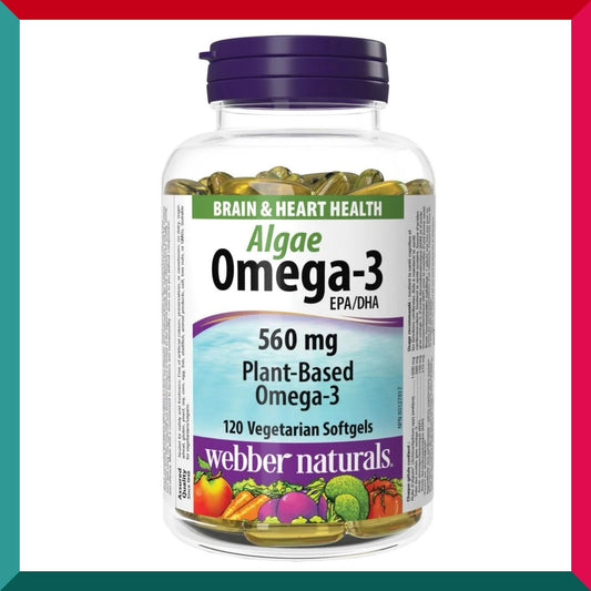 Webber Naturals - Life’s天然藻油 植物源奧米茄3 560毫克 120粒素食液態軟膠囊 心腦血管健康 眼睛 認知能力 記憶力 HDA EPA life’s OMEGA 平行進口 (參考效期:02/2026*)