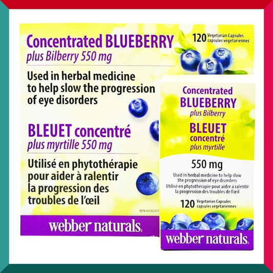 Webber Naturals - 特級超濃縮護眼藍莓+越桔 (歐洲藍莓) 精華 (500 毫克 / 50 毫克) 120 粒膠囊 (參考效期:06/2028*)