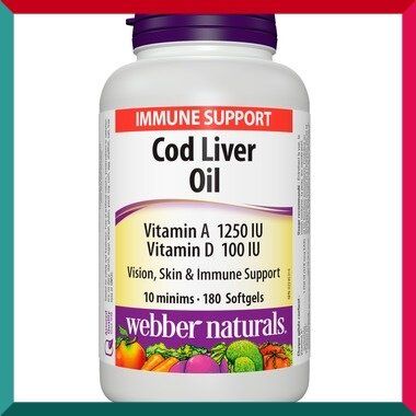 Webber Naturals - 鱈魚肝油 (維他命 A+D) 180粒 維持視力骨骼免疫 (參考效期:11/2028)