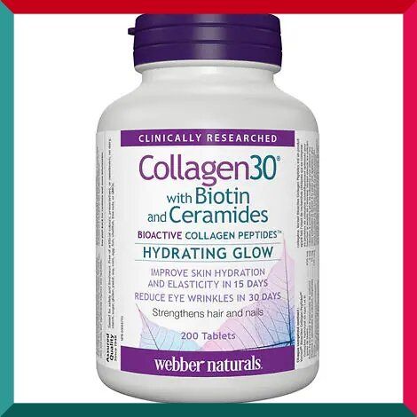 Webber Naturals - 膠原蛋白 30 + 生物素 + 神經酰胺 + 透明質酸 (保濕煥膚耀目配方) 200 粒 (參考效期:07/2027*)
