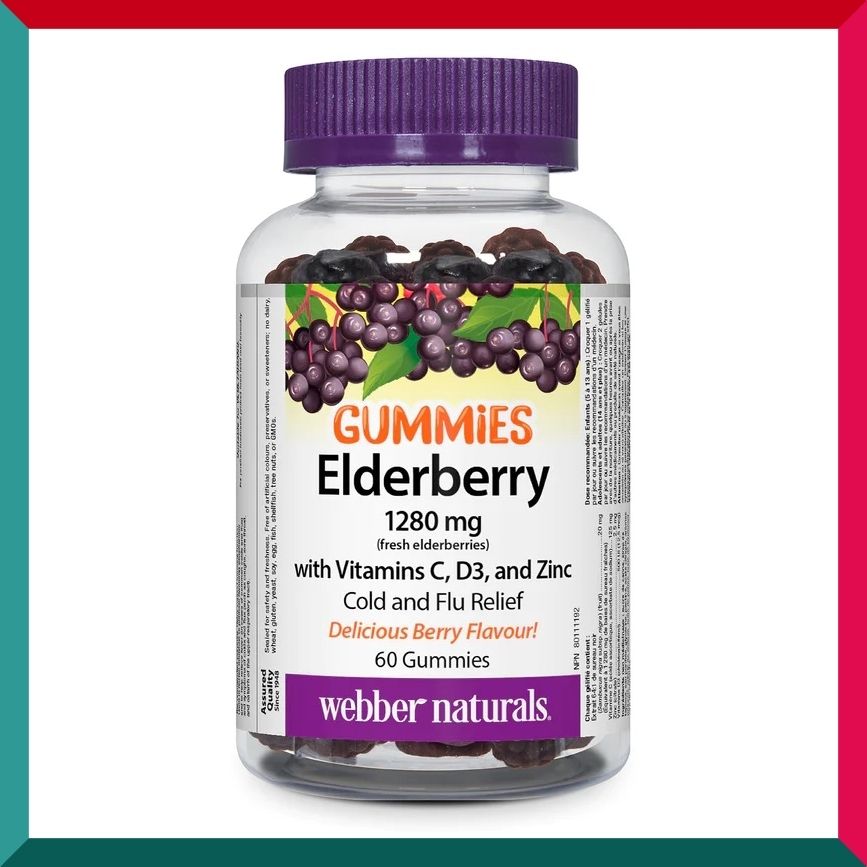 Webber Naturals - 黑接骨木軟糖60粒 含維他命C D3 鋅 增強免疫力 平行進口 (參考效期:09/2025*)