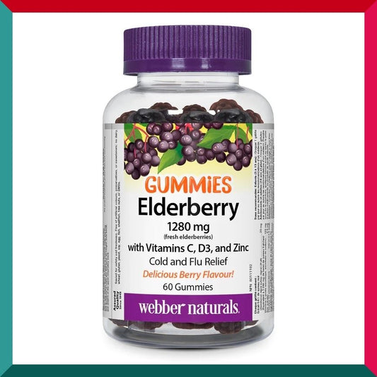 Webber Naturals - 黑接骨木軟糖60粒 含維他命C D3 鋅 增強免疫力 平行進口 (參考效期:09/2025*)